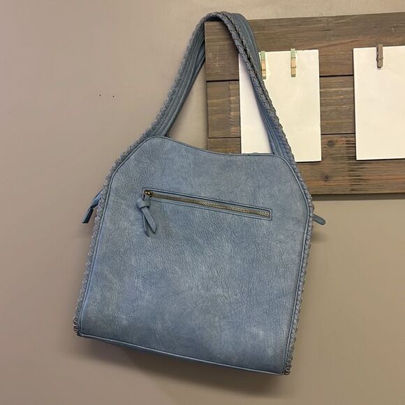 Steven by Steve Madden Blue Basketweave Shoulder Purse w/ Hanging Tassels- large - Picture 6 of 16